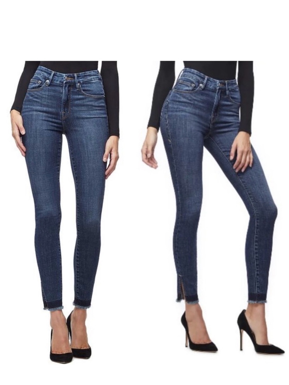 Good American Good Waist Side Slit Ankle Skinny Jeans